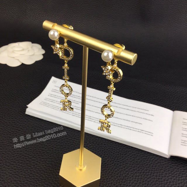 Dior飾品 迪奧經典熱銷款字母星星長款925銀針耳釘耳環  zgd1440